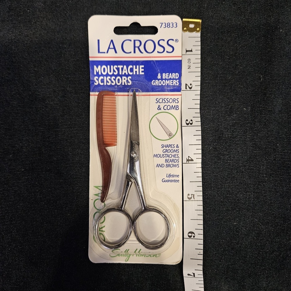 Vintage LA CROSS Moustache & Beard Groomers 73833 Scissors And Comb Sally Hansen - Picture 3 of 4